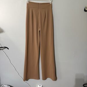 Valentine Women’s High Rise Ponte Knit Wide Leg Pants Tan Size L 34” Inseam